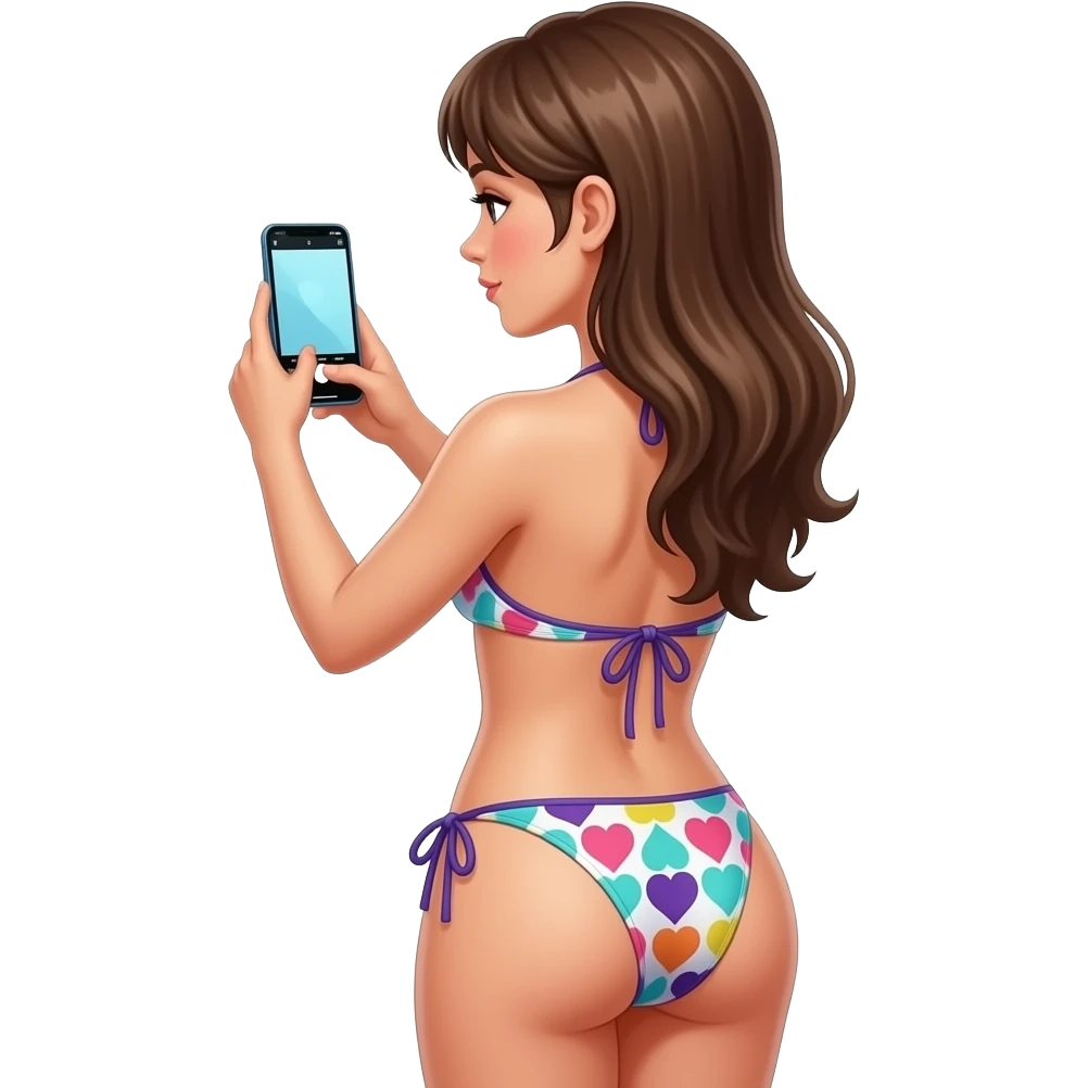 women with biquini with iphone send pic of behind with head in front emoji