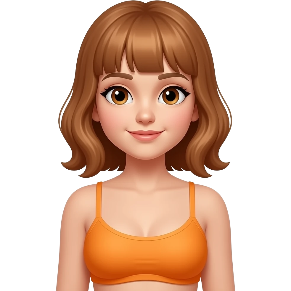 A girl chest without bra and has big spony orane emoji