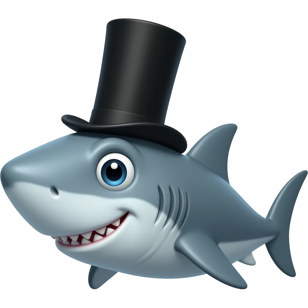 Shark with a top hat emoji