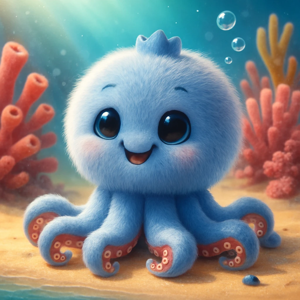 Change the expression of the octopus to a happy, smiling face while keeping the same style and quality as the reference image. emoji