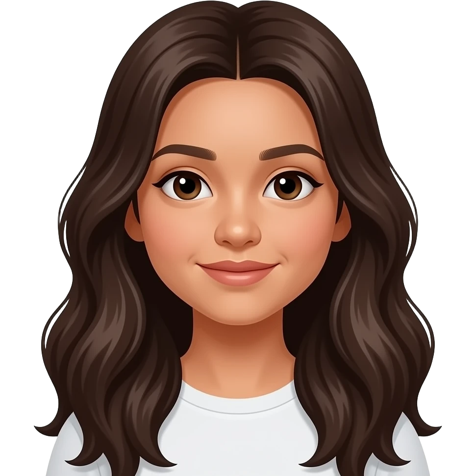 Filipino girl 25 years old brown long wavy hair open eyes closed lips emoji