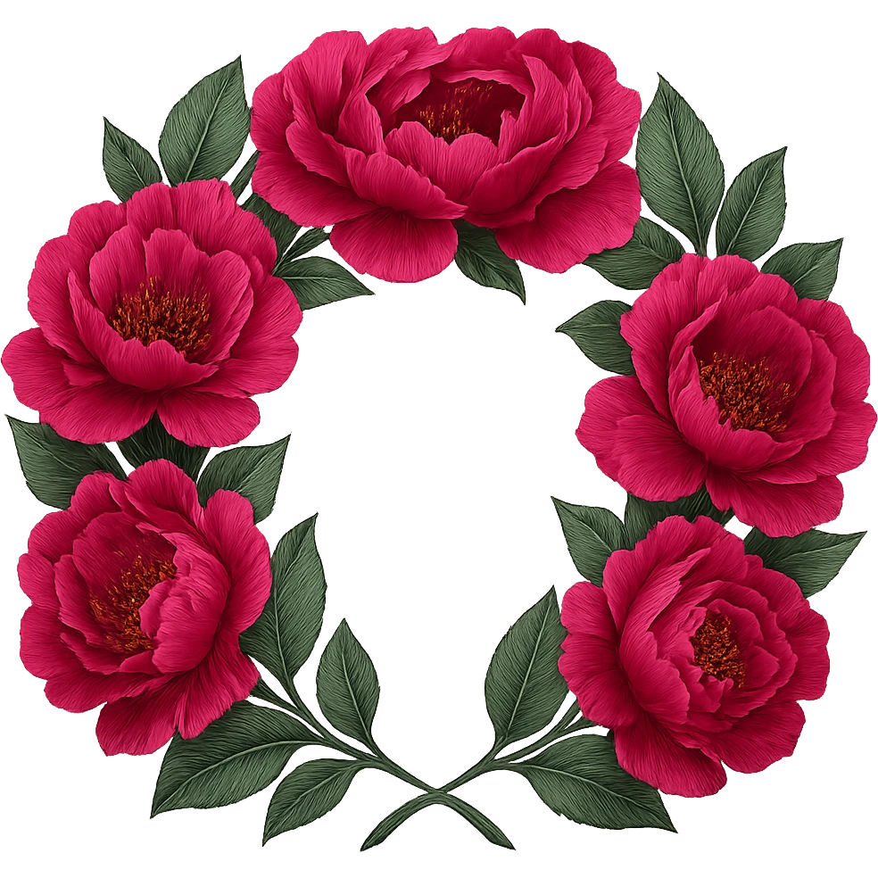 pink floral hair wreath, luxurious and bold emoji