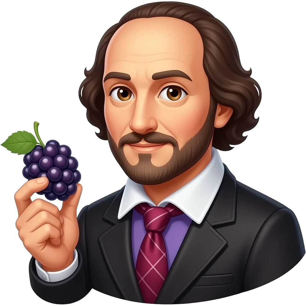 Shakespeare holding mulberries emoji