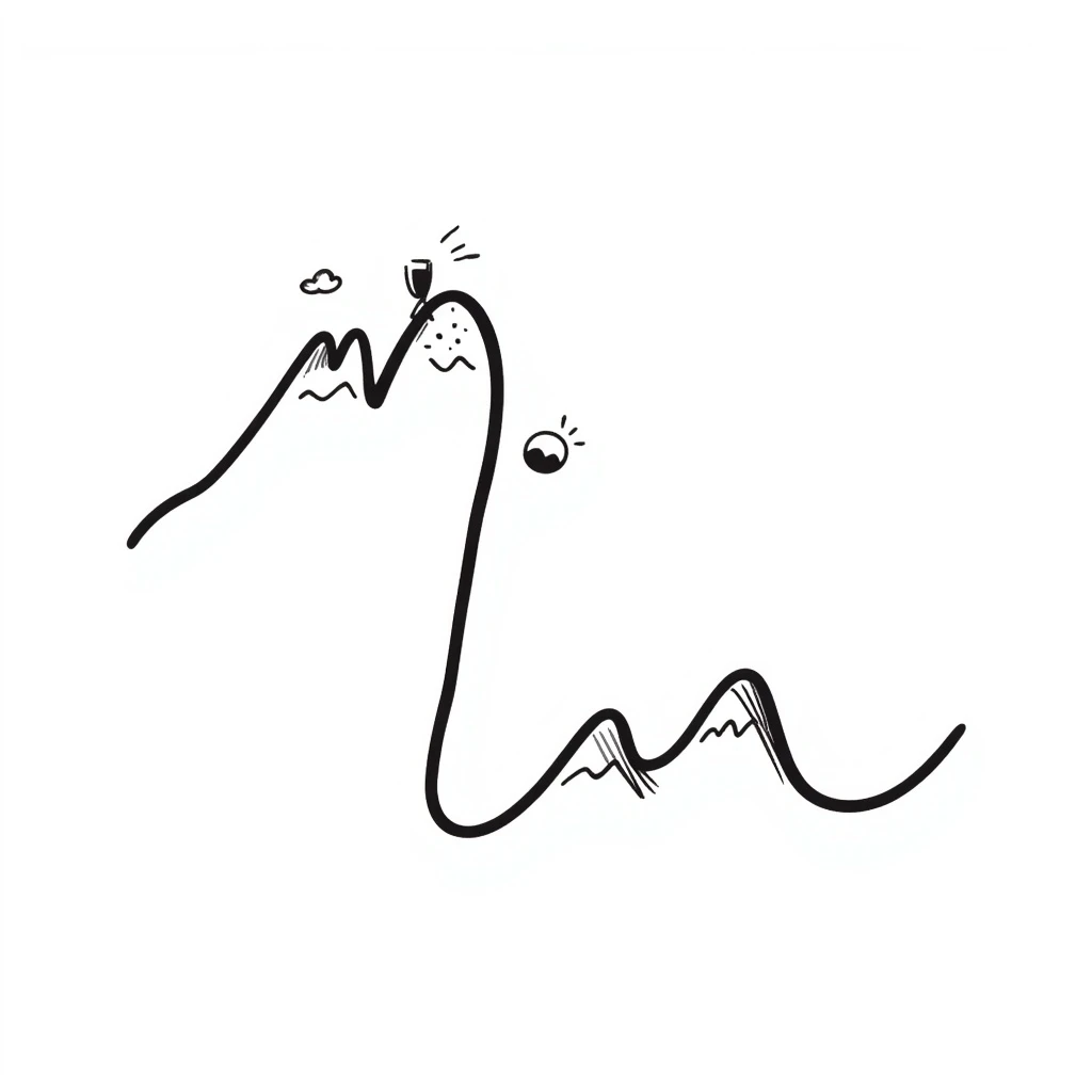 map with marked route black doodle style emoji