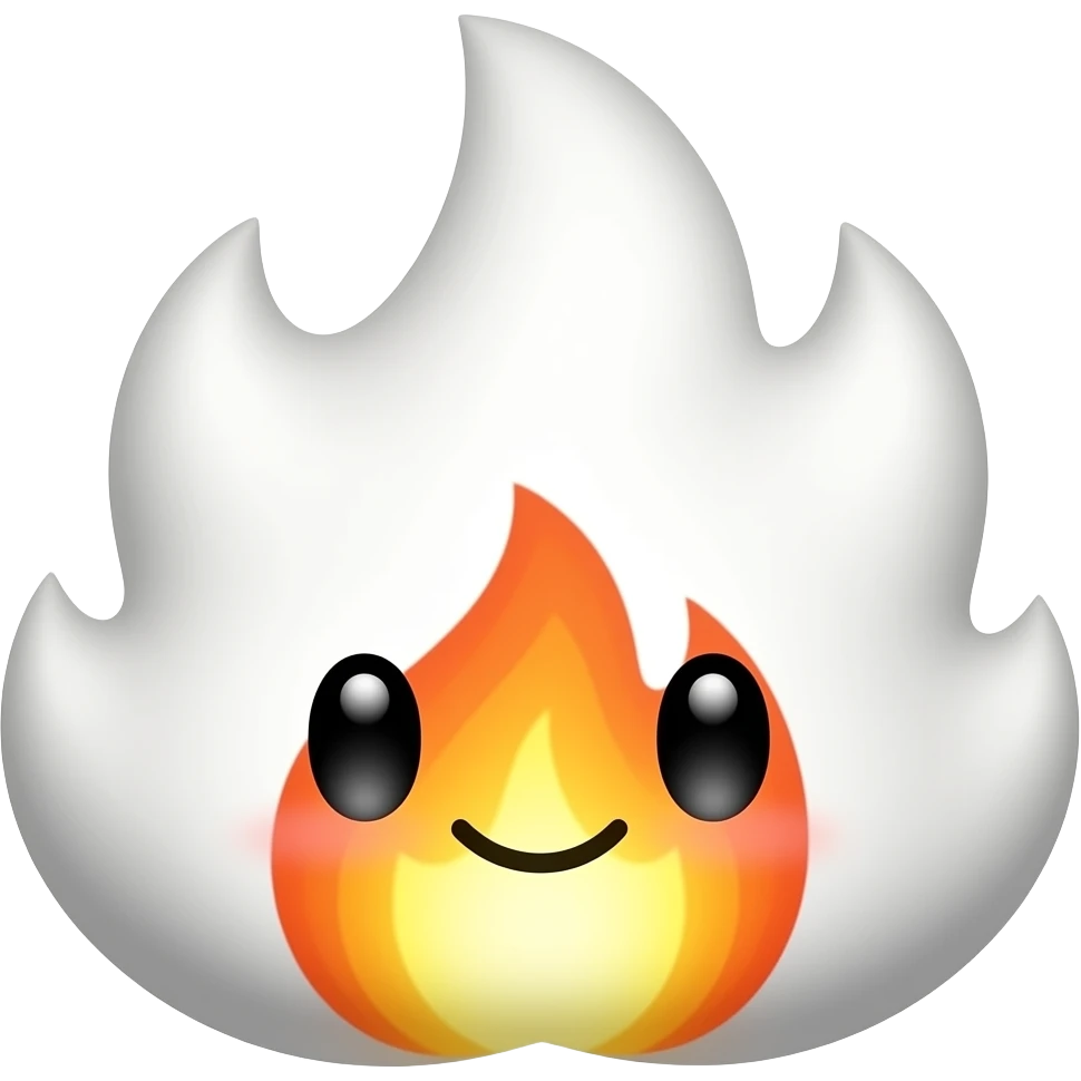 White Kuwaii fire emoji
