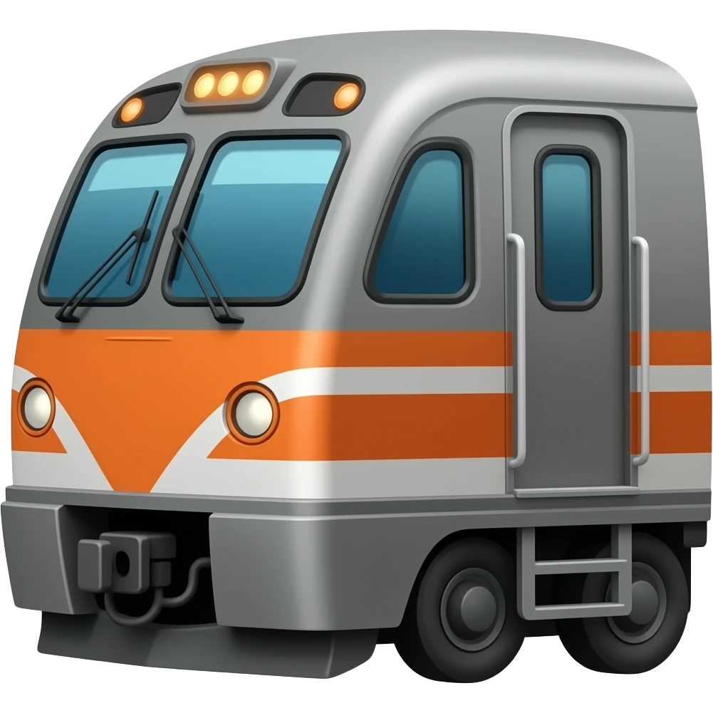 Emoji style american made grey and orange passenger train emoji