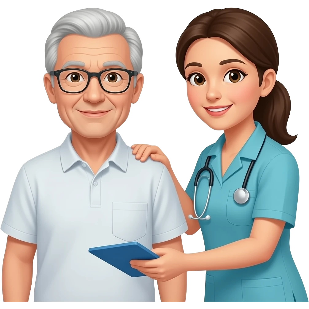 occupational therapist helping an elderly patient in the bathroom emoji