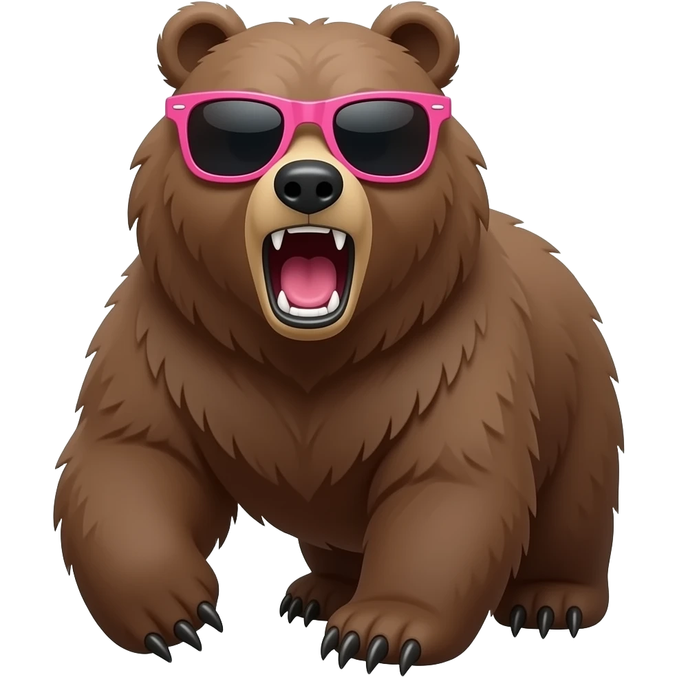 grizzly bear pink sunglasses roar emoji