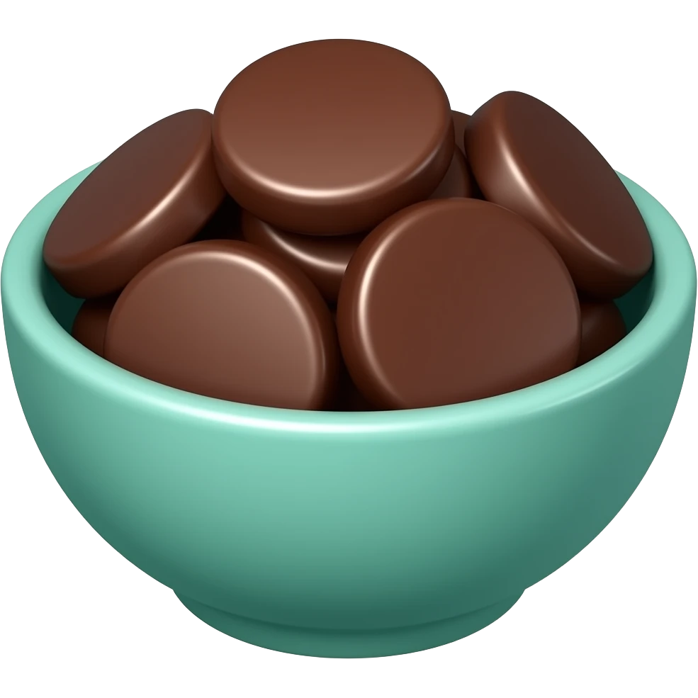 super realistic small teal bowl of chocolate circles emoji