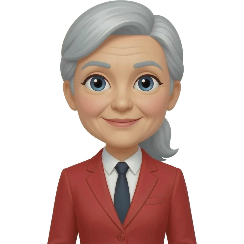 ponytail old women red suit emoji