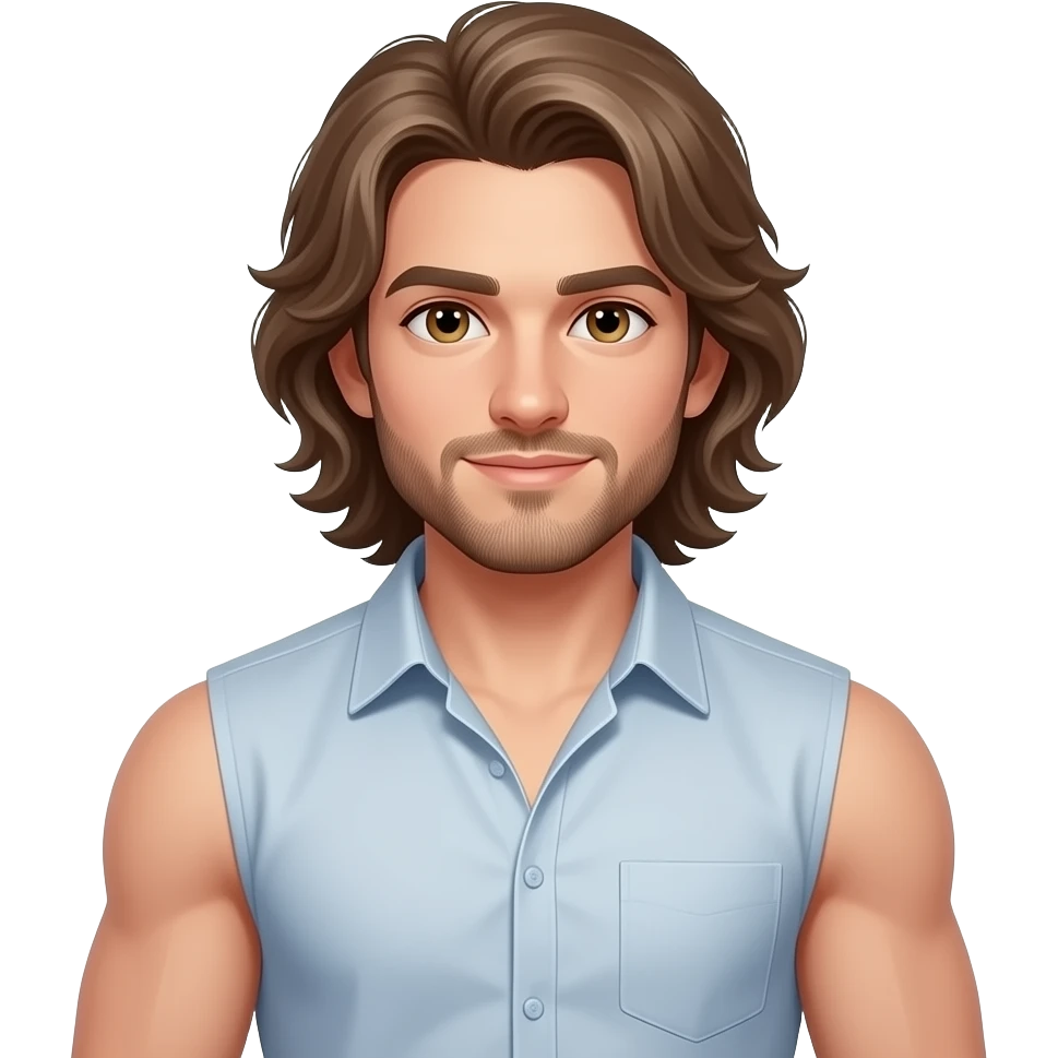 muscular shirtless twink with very long hair day trading emoji