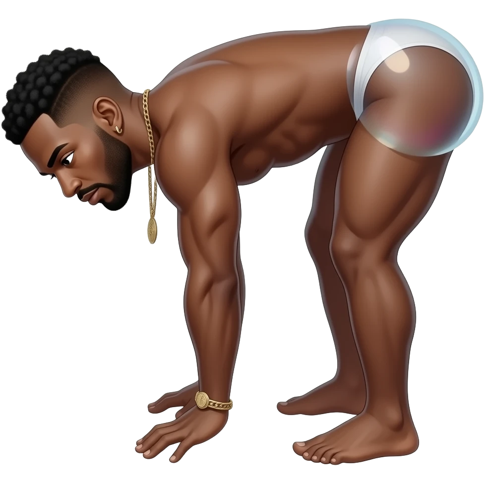 Fit Lightskin black male crip gang banger with a bubble butt naked And bent over emoji