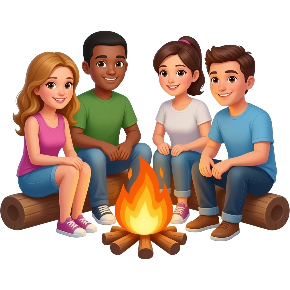 people around a campfire emoji