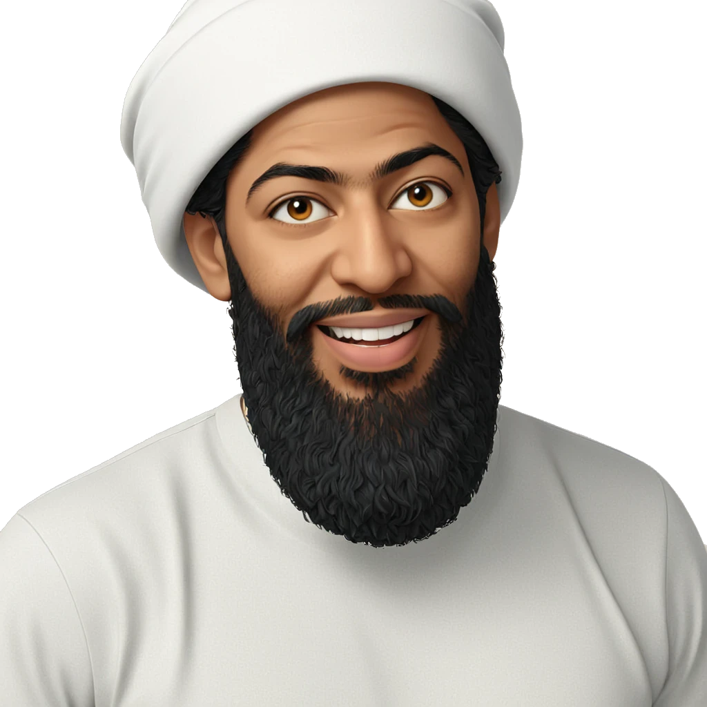 smiling boy with beard hat emoji
