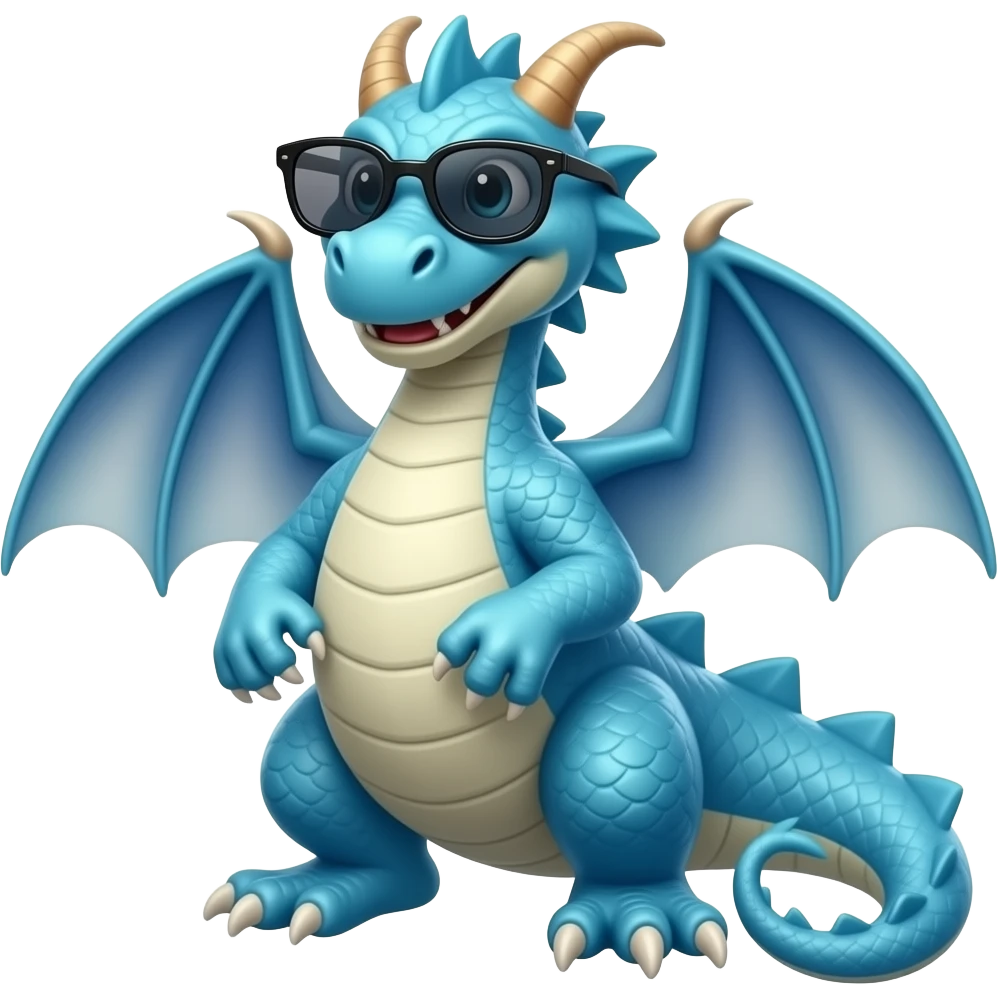 Blue dragon with sunglasses on emoji