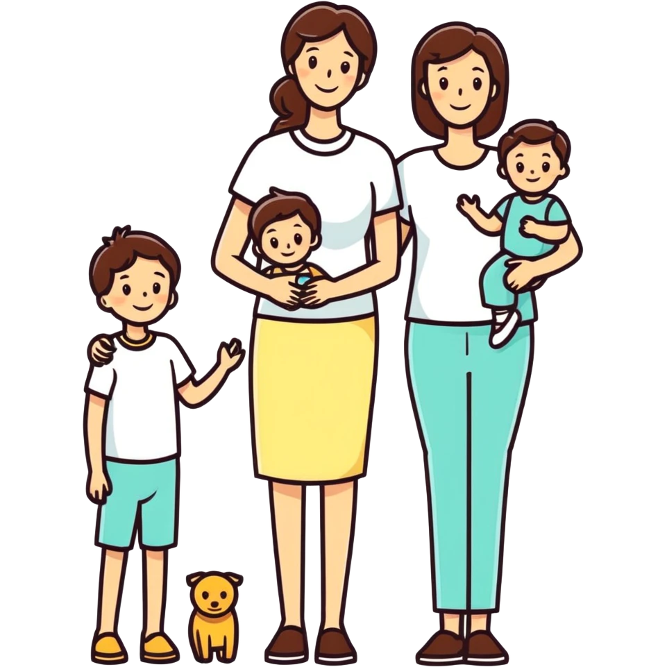 Mom with whole family emoji