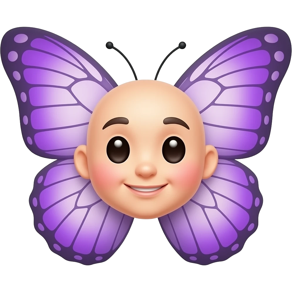 Мордочка бабочки с фиолетовыми крыльями, смущается emoji