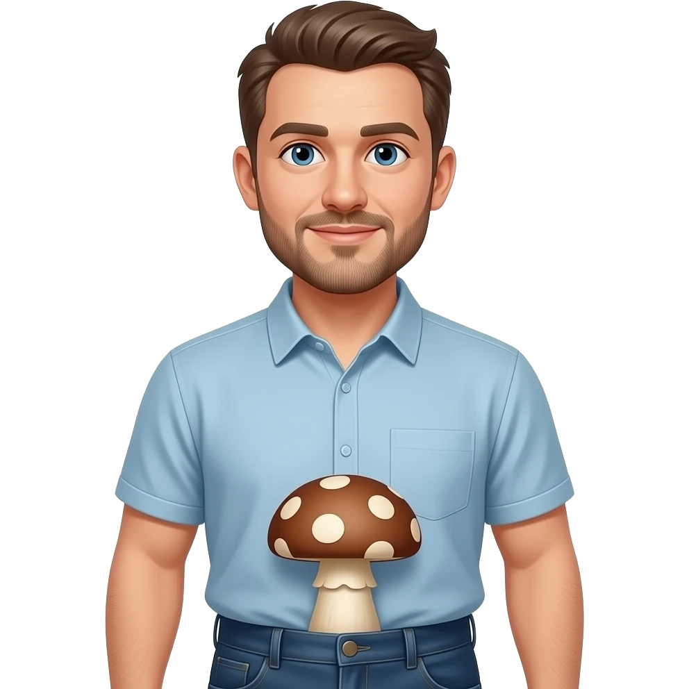 full frontal man with mushroom sticking out of his pants emoji