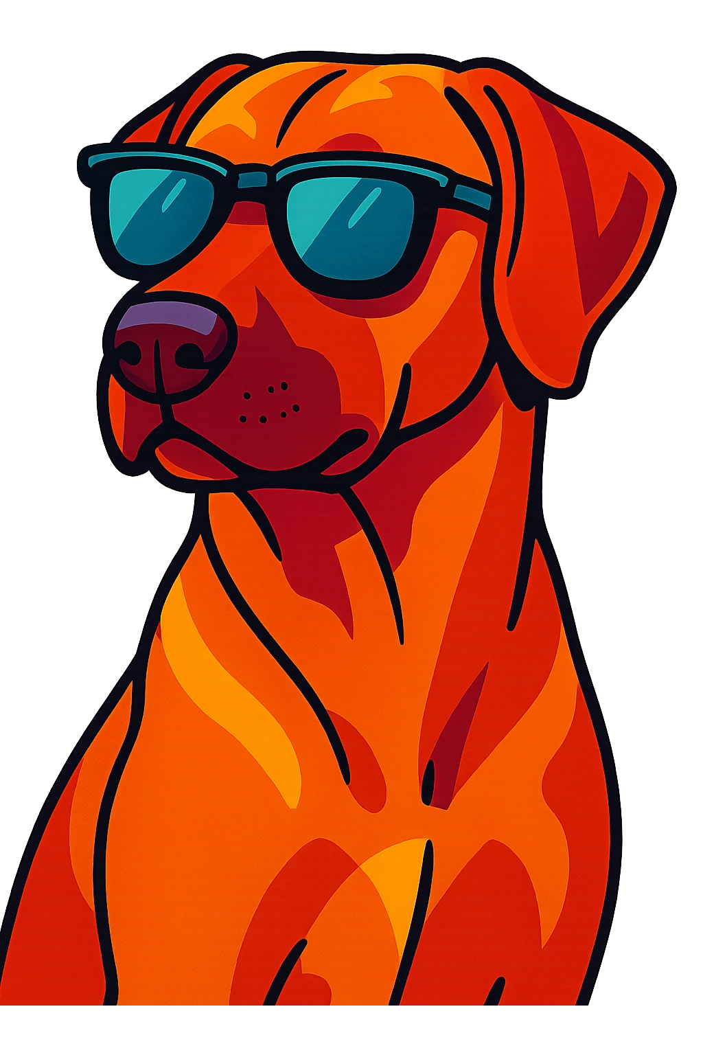 rhodesian ridgeback with sunglasses, vibrant cartoon style emoji