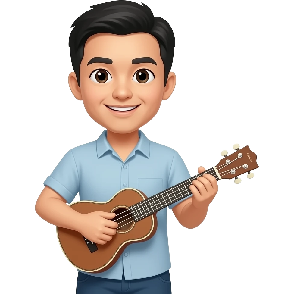 Asian man playing ukulele emoji