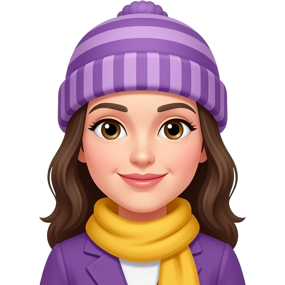 woman with purple Striped Hat and yellow Scarf emoji