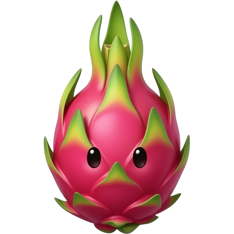 Dragon fruit that looks like something that emoji will make but not long green parts on top with no face and red inside emoji