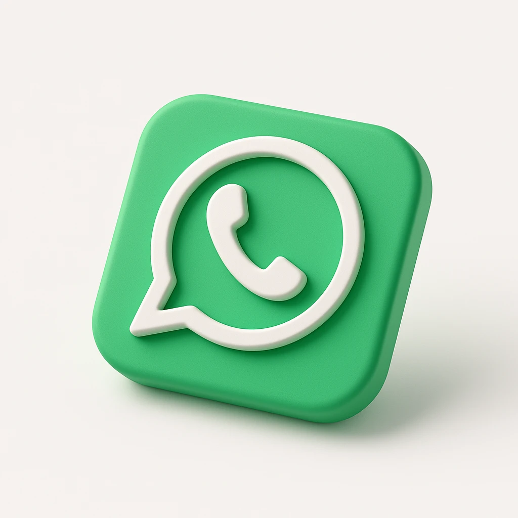 Isomorphic 3D Icon of Whatsapp, Animated, Matte, white background. High Resolution. emoji