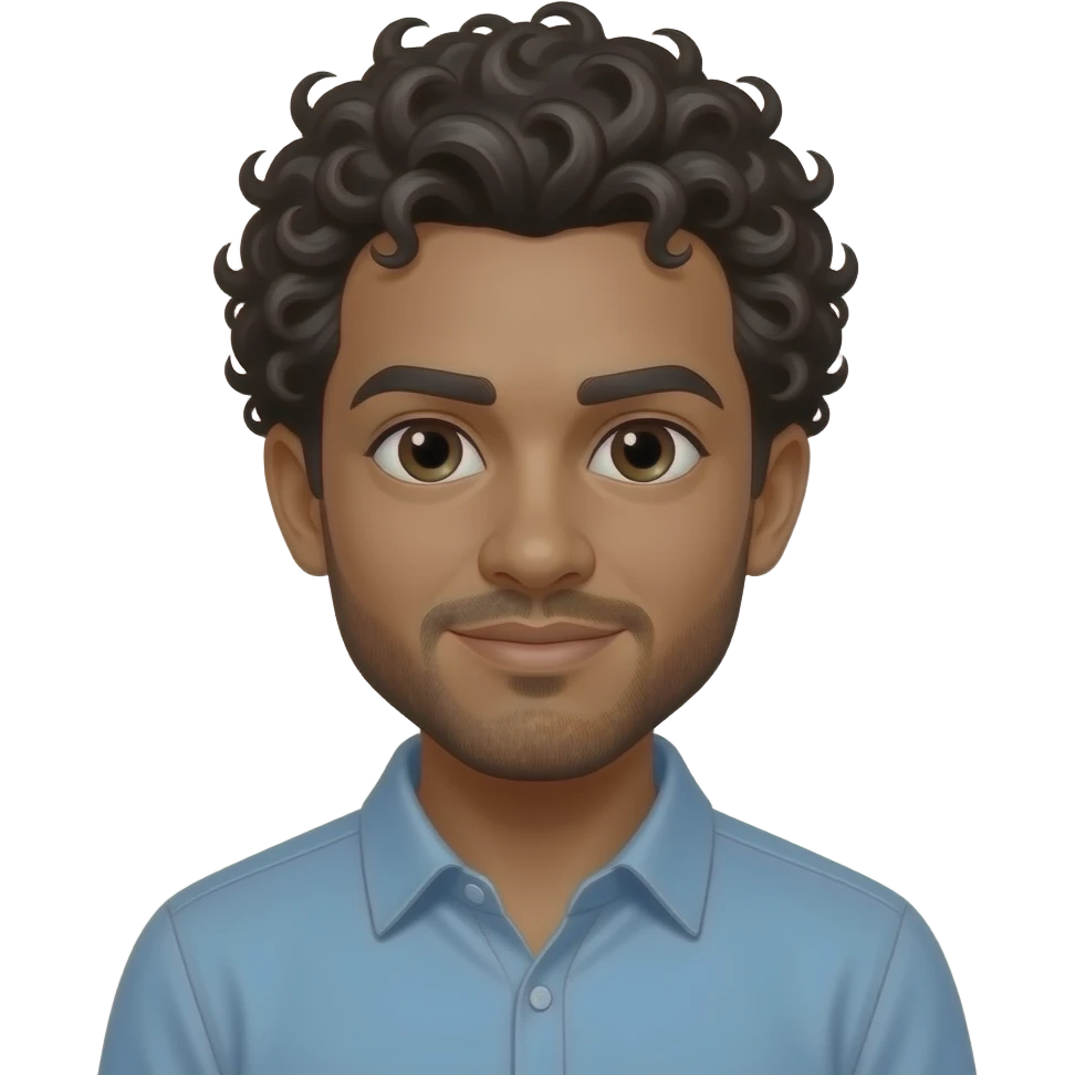 Homme au cheuveux frisé a la peau métissé emoji