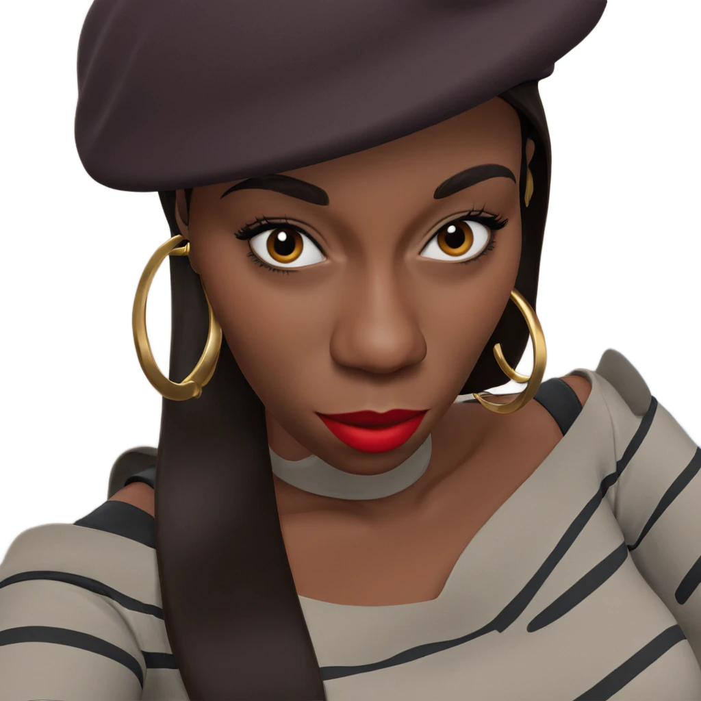 dark beauty in beret hat emoji