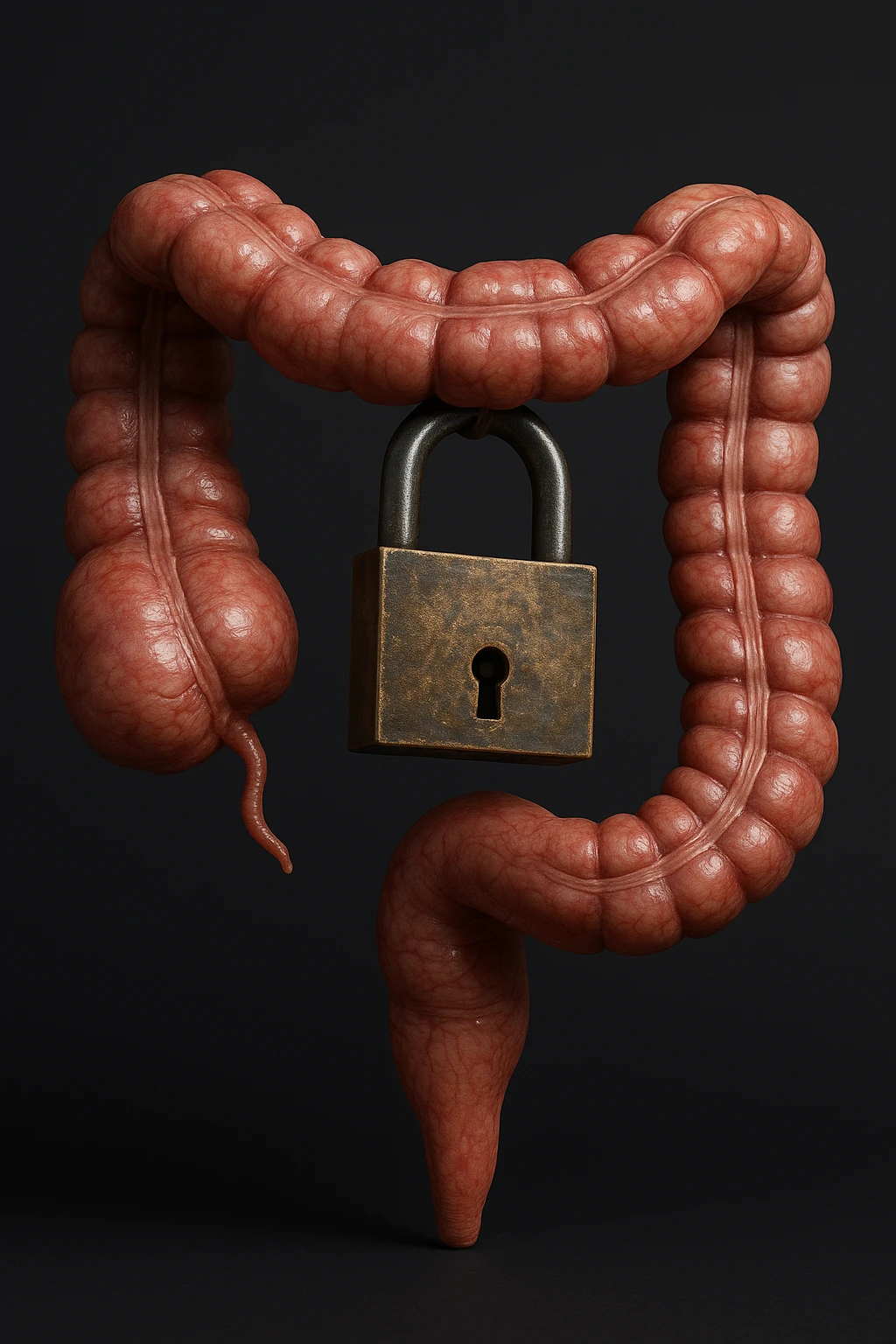 COLON UMANO CON LUCCHETTO DI BLOCCO, IPERREALISTICO 4K emoji