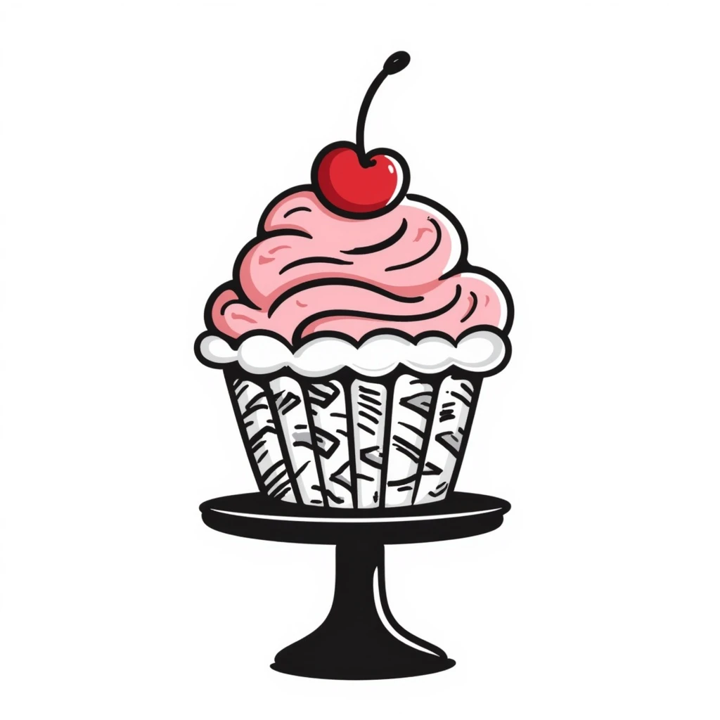 A cupcake with pink icing emoji