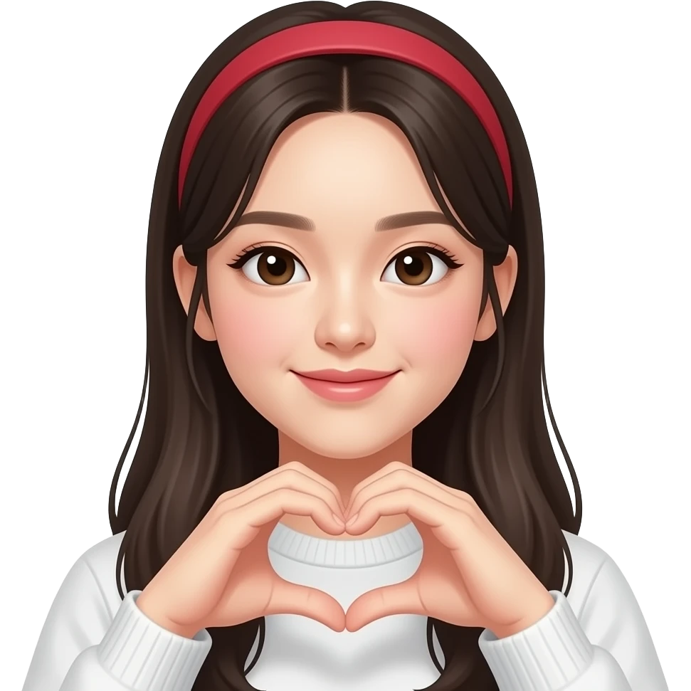 Girl making Korean finger heart emoji