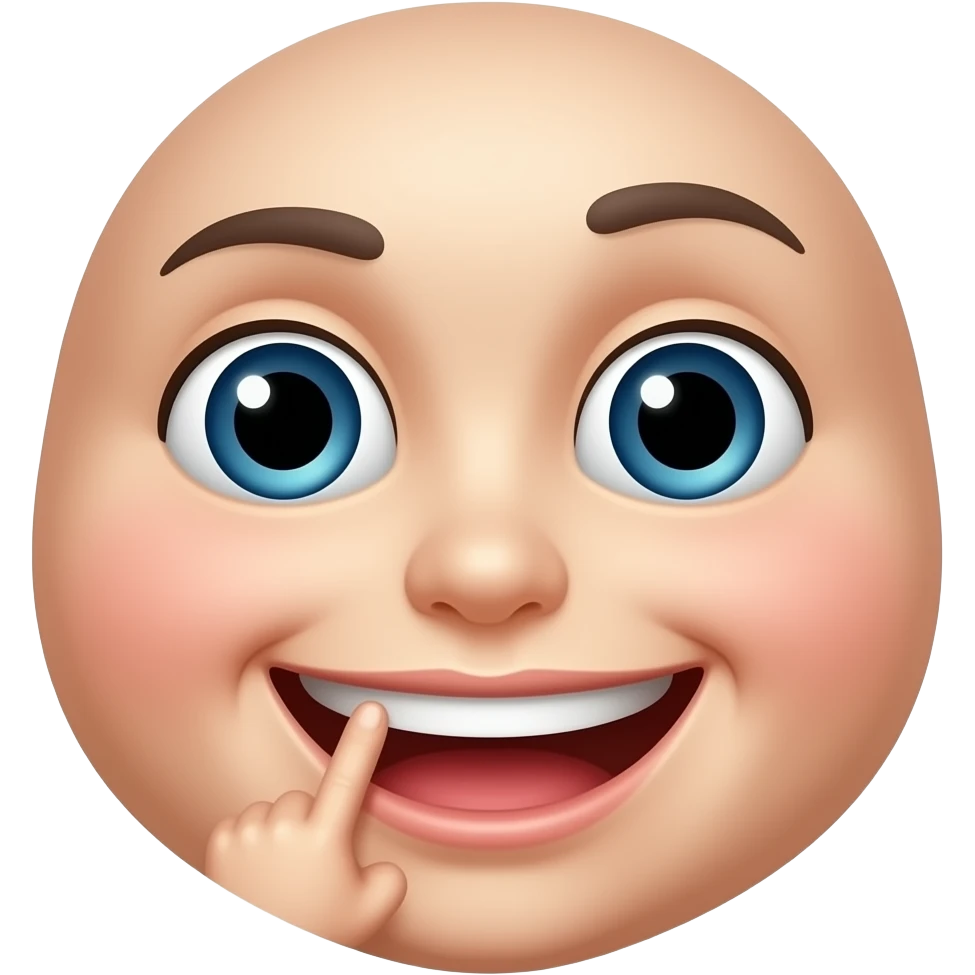 Flirtatious smiley with finger in mouth emoji