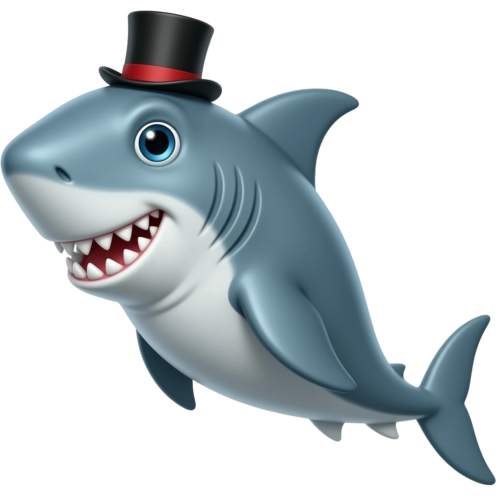 Shark with a top hat emoji