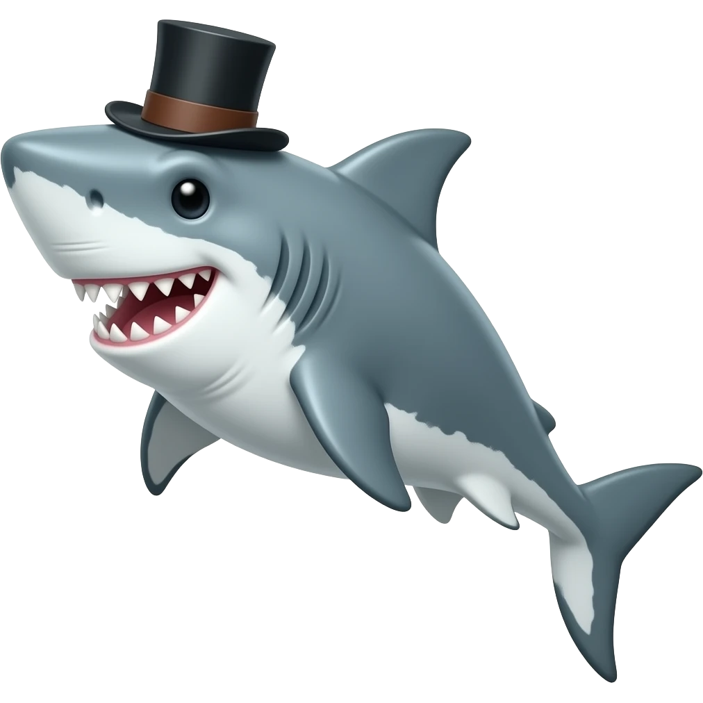 Shark with a top hat emoji