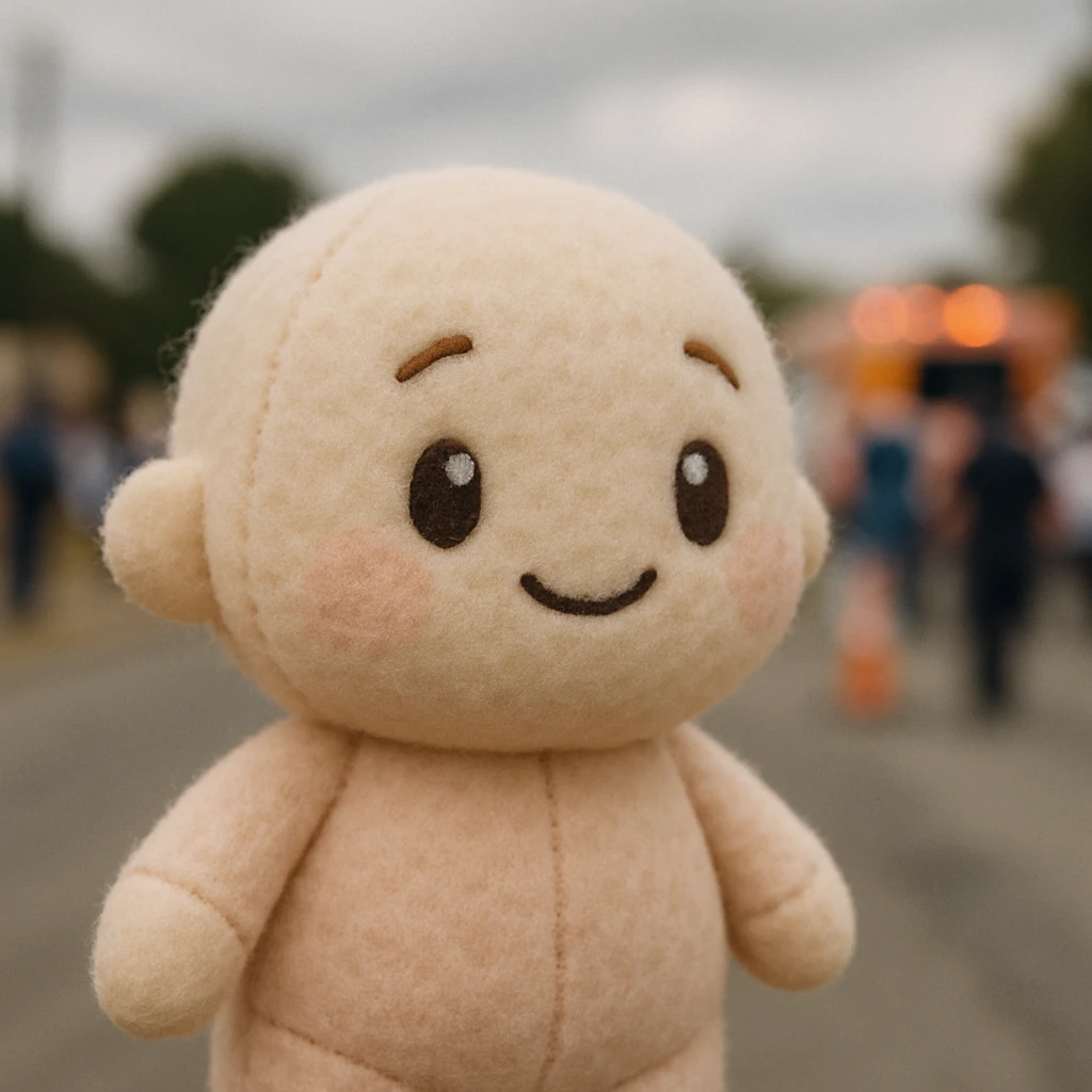 small soft plush character with gentle expression, rounded features, pastel colors emoji