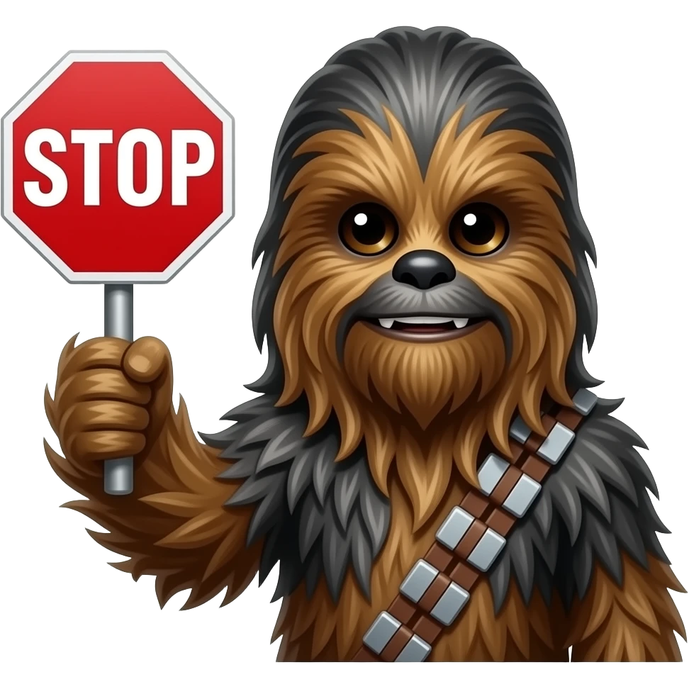 chewbacca holding a stop sign emoji