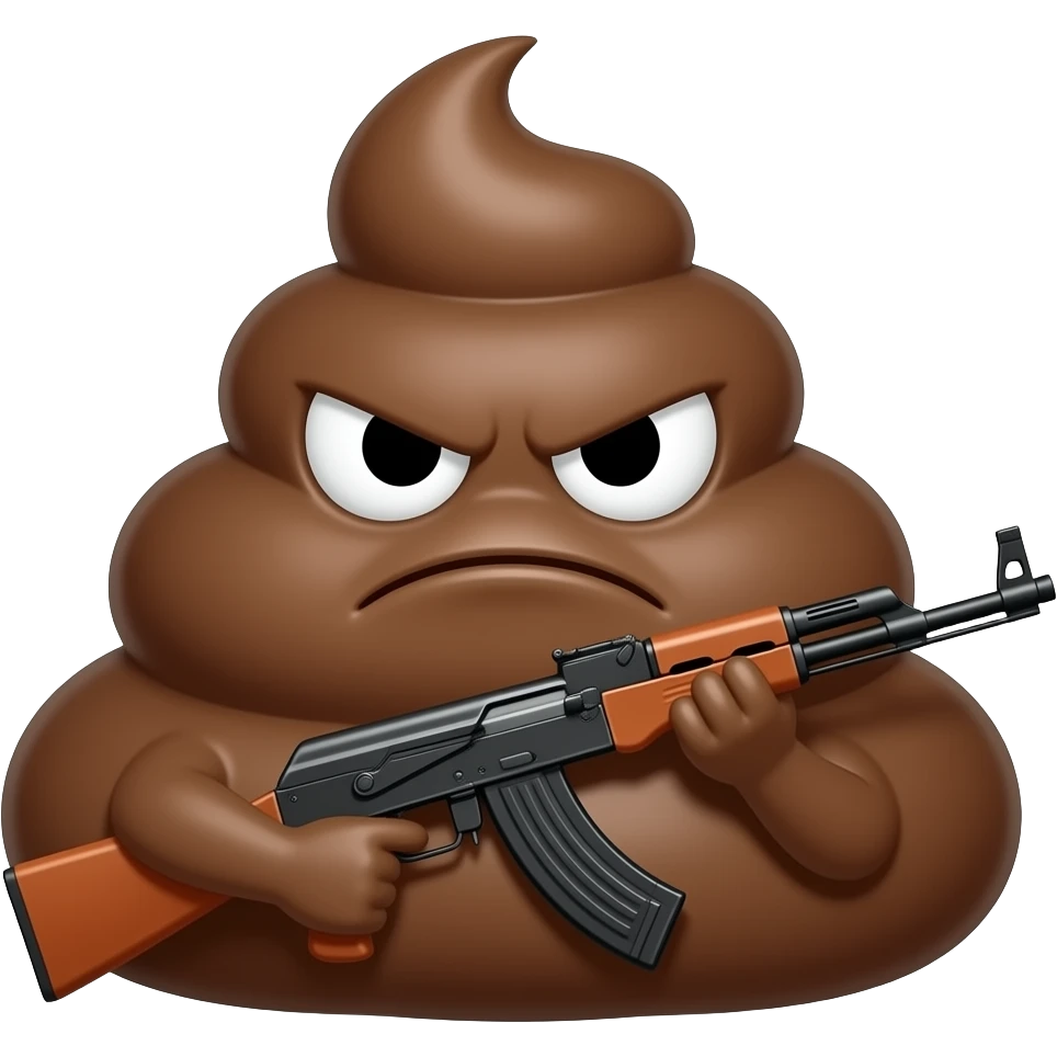 Elinde ak-47 tutan kızgın dışkı olsun emoji
