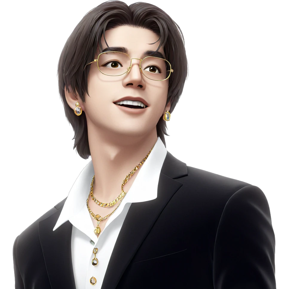 stylish male portrait with jewelry emoji