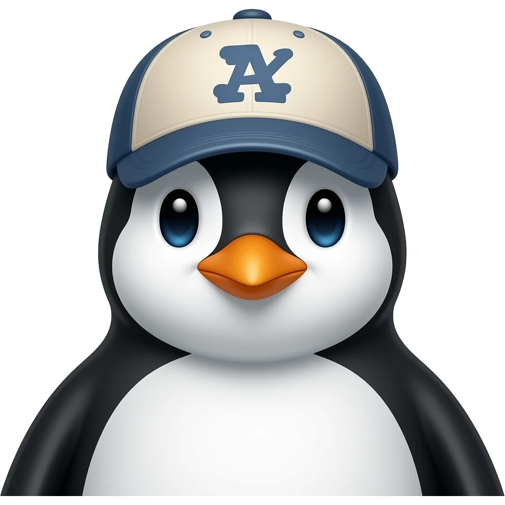 penguin with half body close up wear a cap emoji