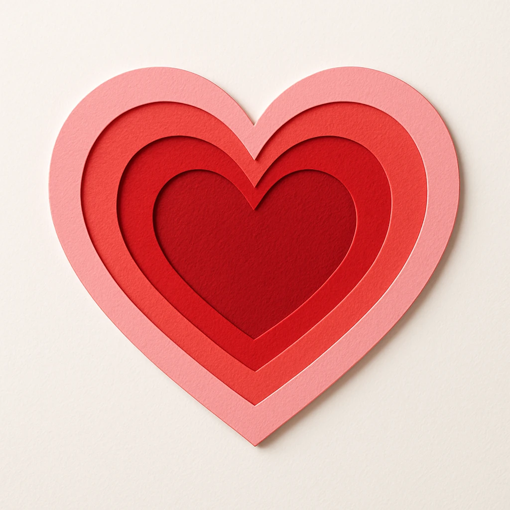heart with a paper cutout look, digital illustration emoji