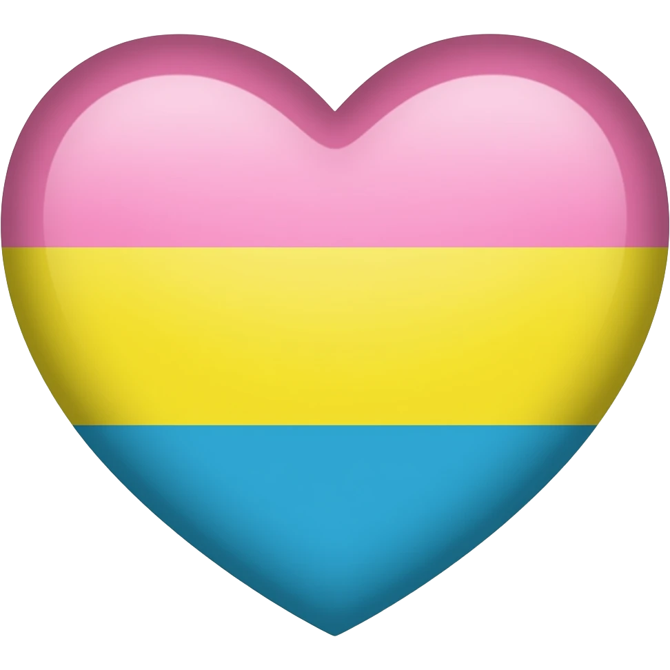 Pansexual flag heart pink, yellow, blue emoji