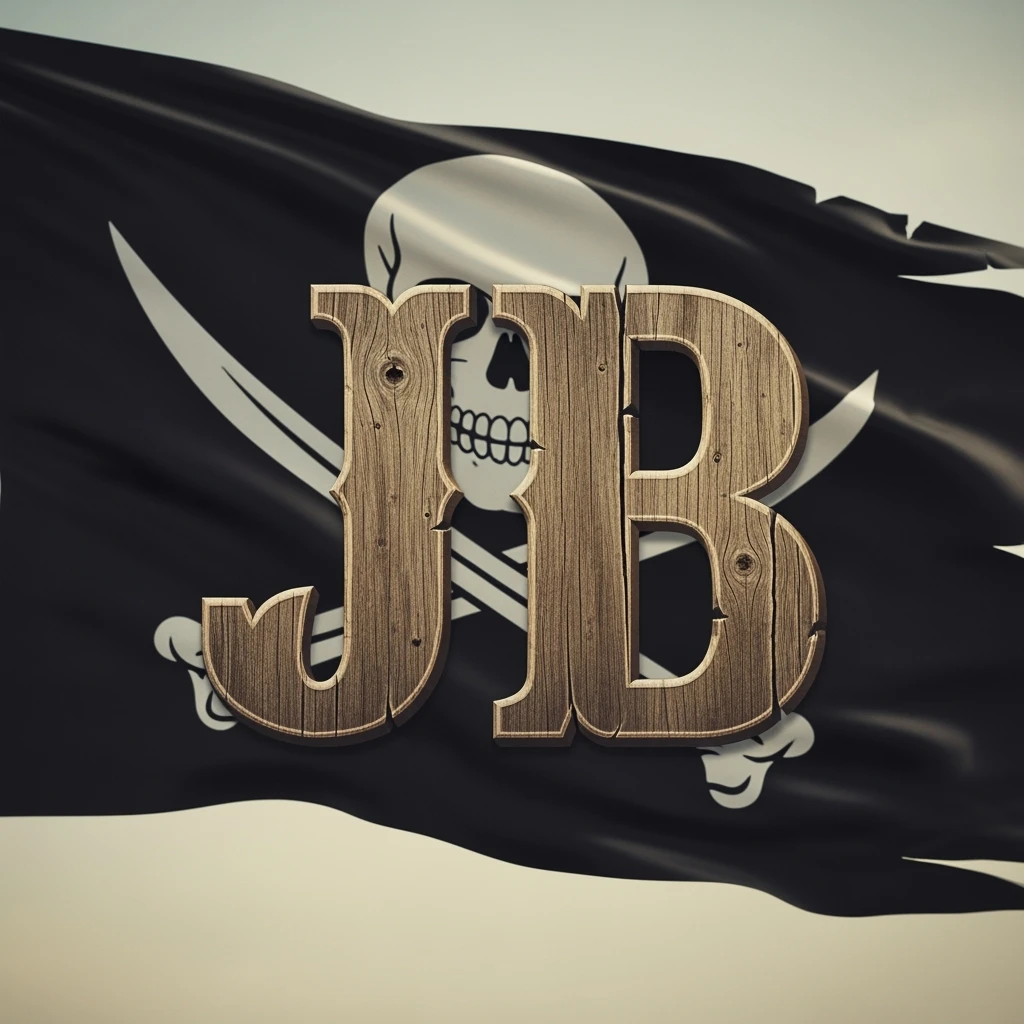 Сделай буквы JB с пиратским флагом emoji
