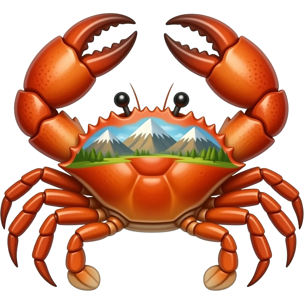 A crab with a mountains on his back emoji