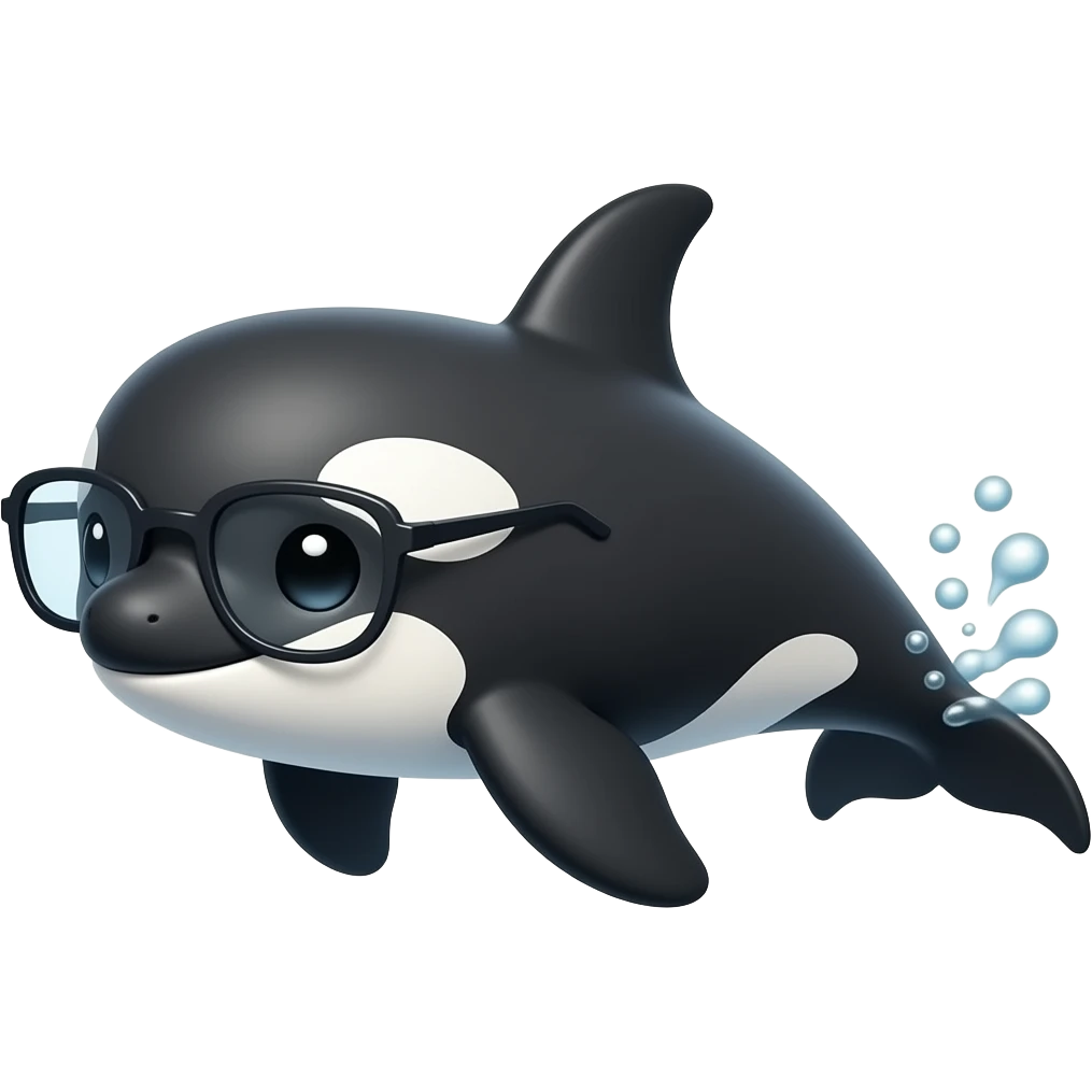 cute orca wear glasses swimming emoji