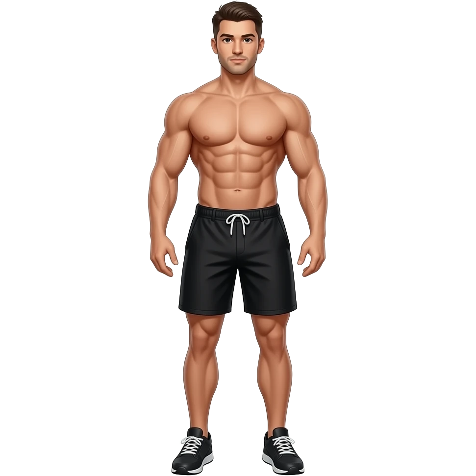 full view of muscular man with very thin legs emoji