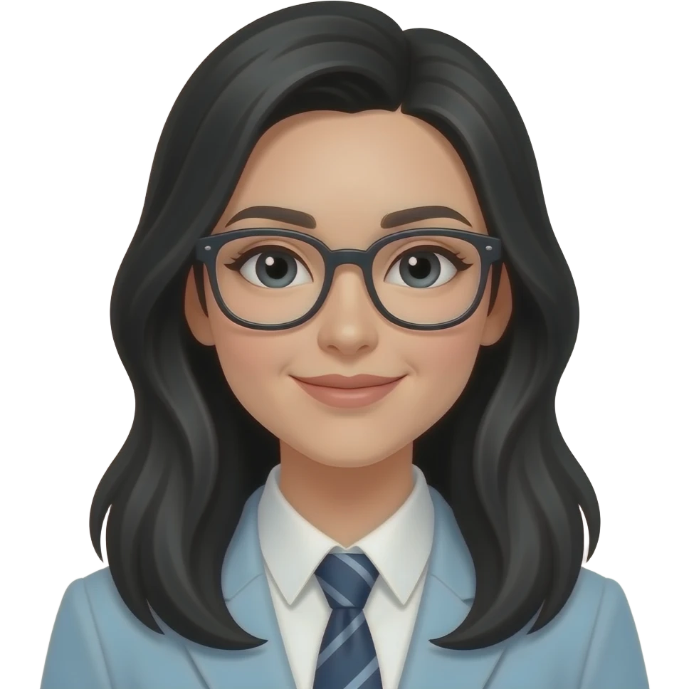 femme, cheveux longs noirs à lunette emoji