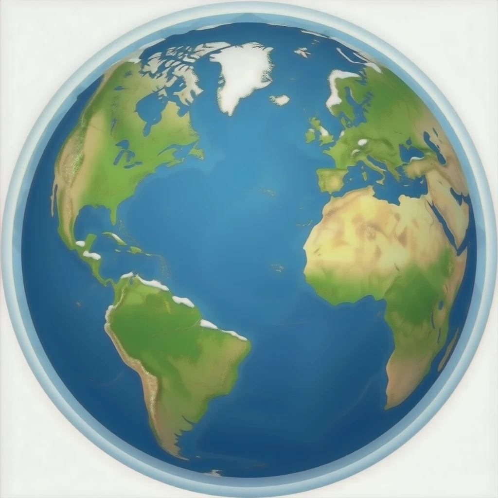 Flattened earth with ice wall edge emoji