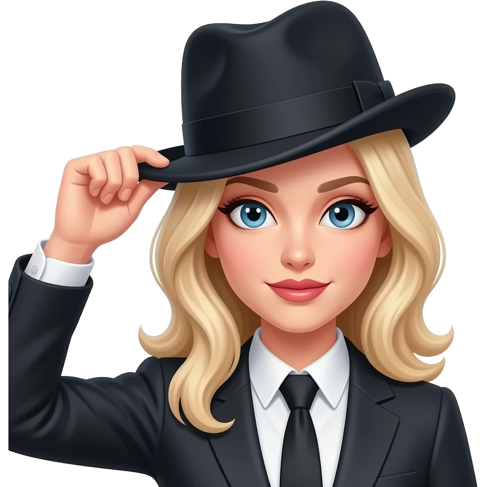 Hat tip sophisticated female blond emoji