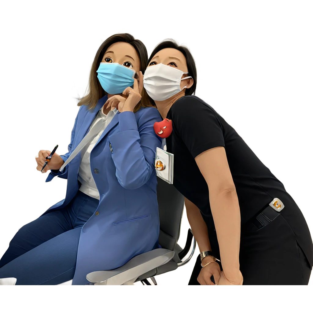 masked duo in office setting emoji